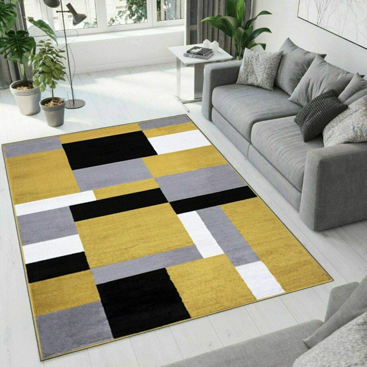 Ebern Designs Evonne Tufted Grey/Yellow/White Rug & Reviews Wayfair.co.uk